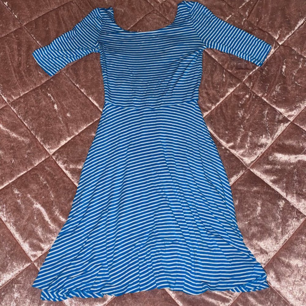 Blue and White Striped Dress